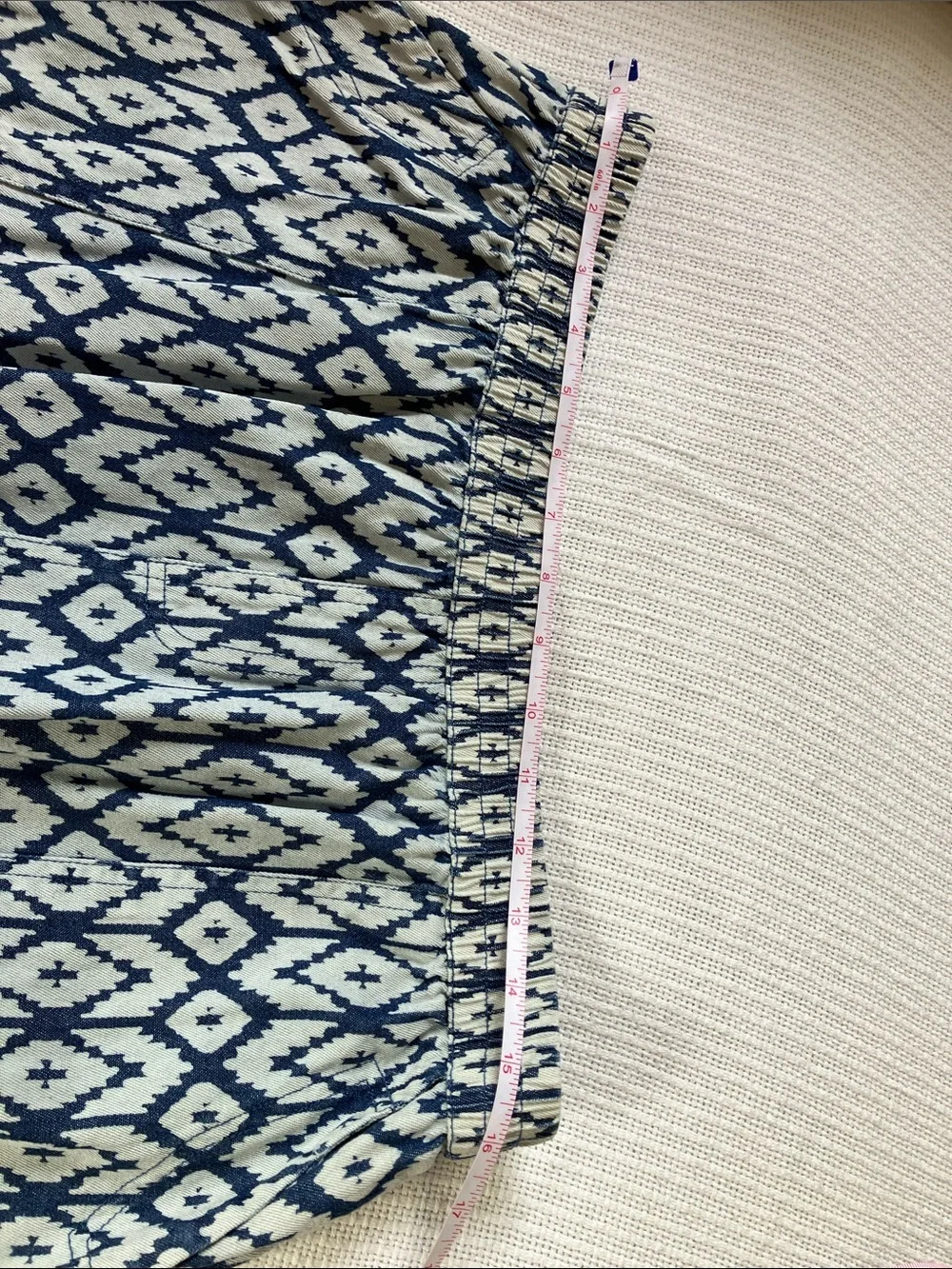 Studio West Navy and White Ikat Print Mini Skirt